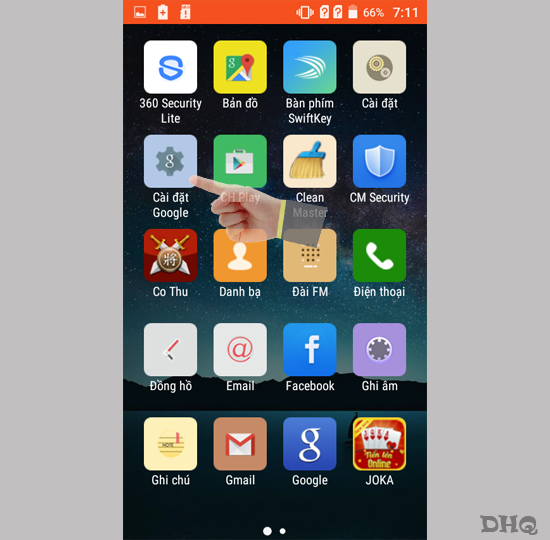 Chọn cài đặt Google